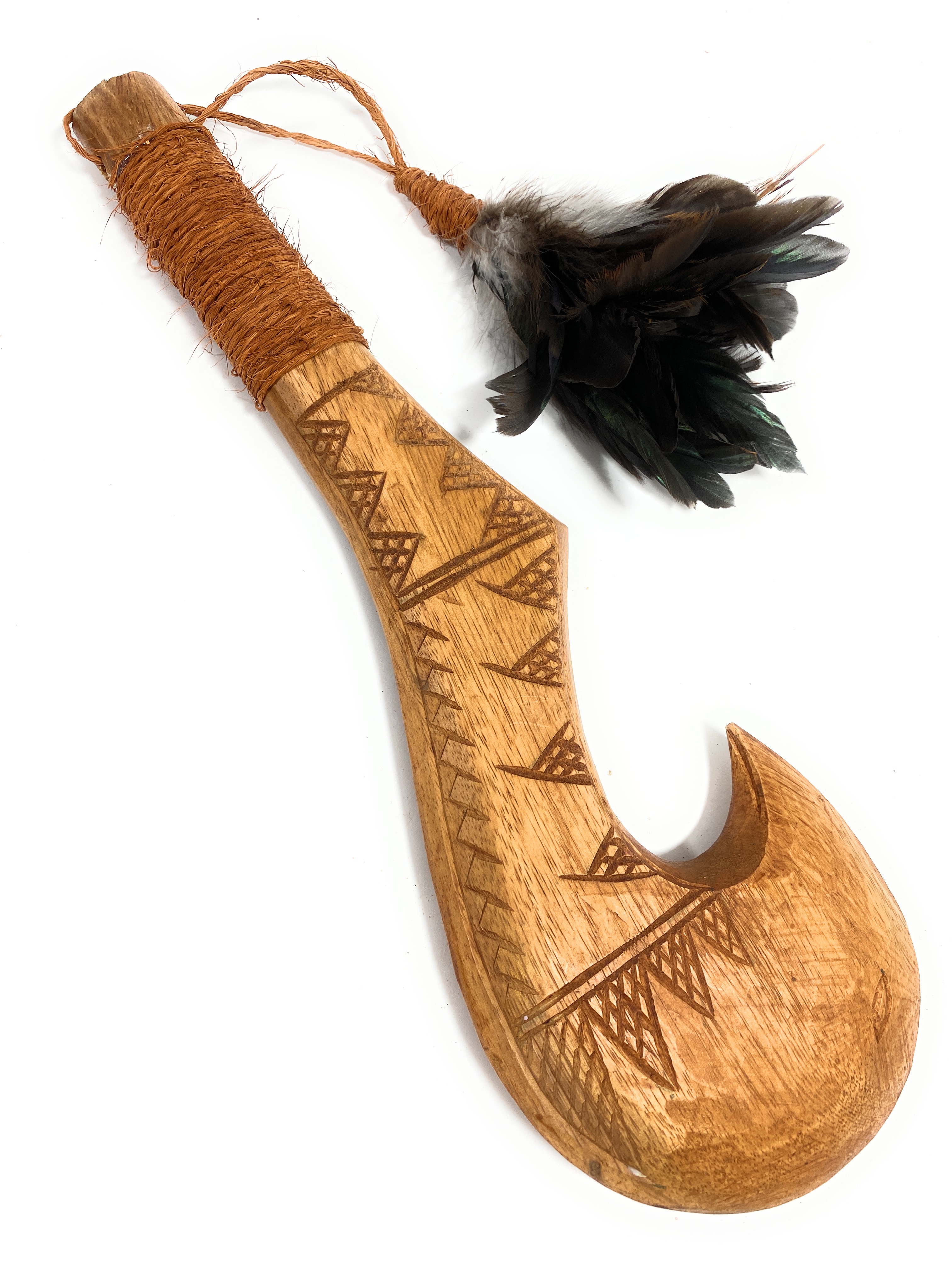 Fish Hook Moana Fijian Club 16 inch w/ Black Feathers | #bla605740b Fish Hook Moana Fijian Club 16 inch w/ Black Feathers | #bla605740b